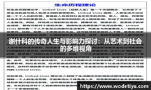 谢什科的传奇人生与影响力探讨：从艺术到社会的多维视角